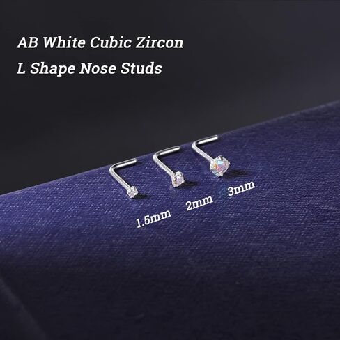ZS 18K الذهب الحقيقي 20G حلقات الأنف للنساء الرجال، 1.5 مم 2 مم 3 مم تشيكوسلوفاكيا مقلد الماس، الصلبة 7 مم مسمار الأنف ثقب، مجوهرات الجسم الجلد غير مهيجة in Kuwait