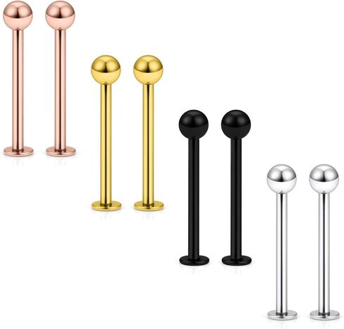 Kridzisw 16G 316L Stainless Steel Labret Cheek Tongue Rings Barbell Body Piercing Jewelry 4mm Bar Size 14mm-19mm Bar Length Available 8Pcs Mix-Color in Saudi Arabia