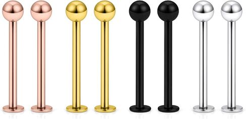 Kridzisw 16G 316L Stainless Steel Labret Cheek Tongue Rings Barbell Body Piercing Jewelry 4mm Bar Size 14mm-19mm Bar Length Available 8Pcs Mix-Color in Saudi Arabia