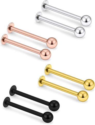 Kridzisw 16G 316L Stainless Steel Labret Cheek Tongue Rings Barbell Body Piercing Jewelry 4mm Bar Size 14mm-19mm Bar Length Available 8Pcs Mix-Color in Saudi Arabia