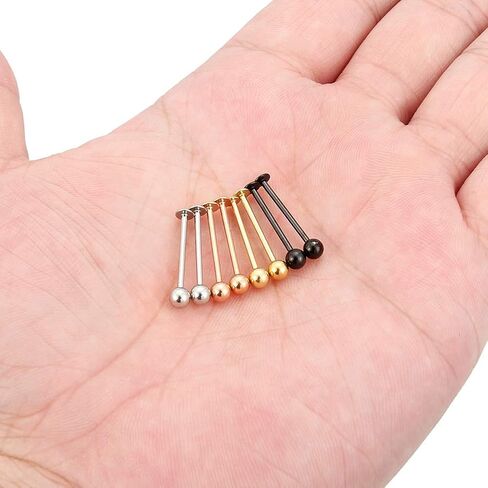 Kridzisw 16G 316L Stainless Steel Labret Cheek Tongue Rings Barbell Body Piercing Jewelry 4mm Bar Size 14mm-19mm Bar Length Available 8Pcs Mix-Color in Saudi Arabia