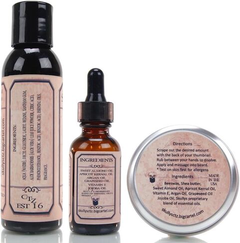 Beard Care Kit for Men - Beard Growth Oil, Beard Balm and Beard Wash for Men (Cinnamon and Clove Scented - Flamethrower Fragrance) by Skully's Beard Oil in Saudi Arabia