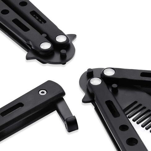 Stainless Steel Beard Comb Men's Hair, Beard and Mustache Styling Comb Steel Practice Training Butterfly Comb (Black) in Saudi Arabia