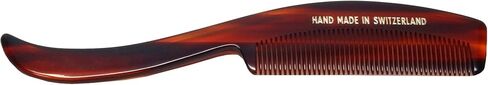 Hand-Made Tortoise Comb | Mustache | All Hair Types: Curly/Straight/Thick/Thin | Hypo-Allergenic Biodegradable Cellulose Acetate | MADE IN SWITZERLAND | 4.65" x 0.83" x 0.28" | #1618 in Saudi Arabia