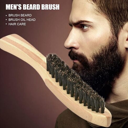 Beard Styling Brush, Strong Toughness Beard Brush Portable Ergonomic Curved Design for Beard and Mustache for Straightens and Promotes Beard Growth in Saudi Arabia