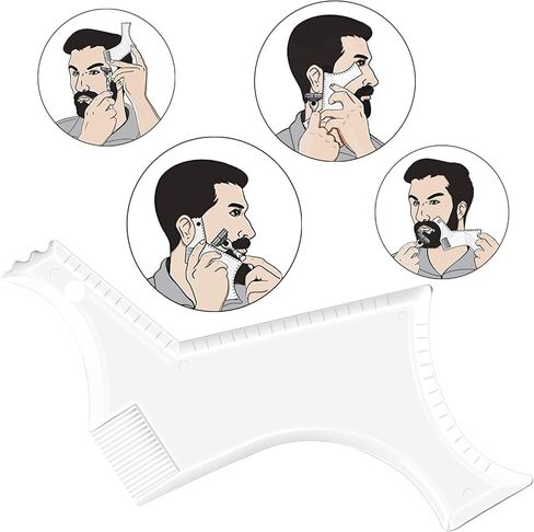 Beard Shaping Tool Trimmers for Men, Kucheed Beard Shaper with Inbuilt Comb Cool Care Black Transparent, Beard & Mustache Trimmers Cut Buddy Beard Lineup Tool Styling Template Comb barber Accessories in Kuwait