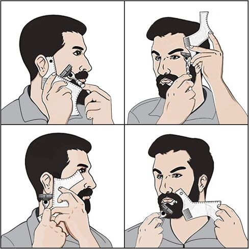 Beard Shaping Tool Trimmers for Men, Kucheed Beard Shaper with Inbuilt Comb Cool Care Black Transparent, Beard & Mustache Trimmers Cut Buddy Beard Lineup Tool Styling Template Comb barber Accessories in Kuwait