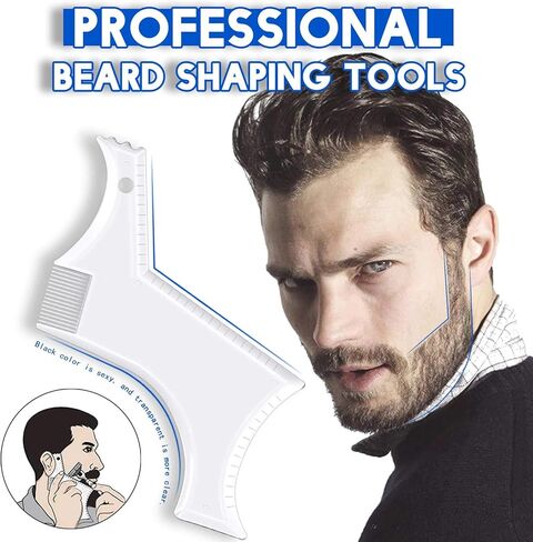 Beard Shaping Tool Trimmers for Men, Kucheed Beard Shaper with Inbuilt Comb Cool Care Black Transparent, Beard & Mustache Trimmers Cut Buddy Beard Lineup Tool Styling Template Comb barber Accessories in Kuwait