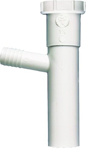 Plumb Pak PP66-4W Dishwasher Tailpiece, 1-1/2 X 8 in, 3/4 in (7/8 in Od) Branch, Plastic, 1.5" x 8" , White in Saudi Arabia