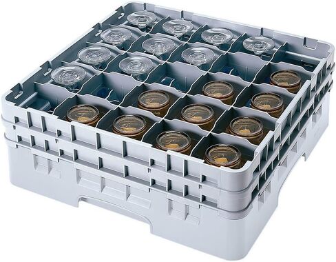 Cambro 25S418-151 4-1/2-Inch Camrack Plastic Stemware and Tumbler Glass Rack with 25 Compartments, Full, Soft Gray in Saudi Arabia