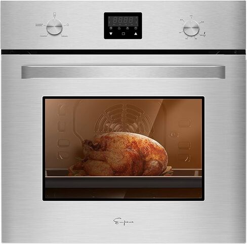 Empava 24 in. 2.3 cu. Ft. Single Gas Wall Oven Bake Broil Rotisserie Functions with Mechanical Controls-Digital Timer-Convection Fan in Stainless Steel, Silver in Saudi Arabia