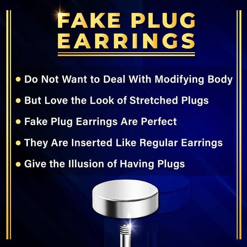 BIG GAUGES 2 Pairs 316L Surgical Steel Black Anodized 16g Gauge 1.2mm Fake Plugs Piercing Jewelry Ear Illusion Cheater Earring in Saudi Arabia