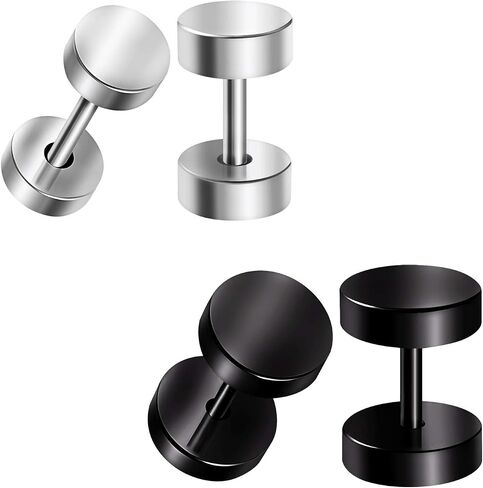 BIG GAUGES 2 Pairs 316L Surgical Steel Black Anodized 16g Gauge 1.2mm Fake Plugs Piercing Jewelry Ear Illusion Cheater Earring in Saudi Arabia