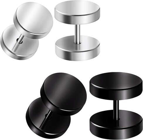 BIG GAUGES 2 Pairs 316L Surgical Steel Black Anodized 16g Gauge 1.2mm Fake Plugs Piercing Jewelry Ear Illusion Cheater Earring in Saudi Arabia