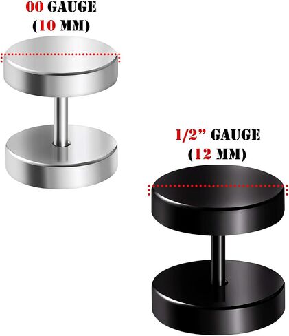 BIG GAUGES 2 Pairs 316L Surgical Steel Black Anodized 16g Gauge 1.2mm Fake Plugs Piercing Jewelry Ear Illusion Cheater Earring in Saudi Arabia
