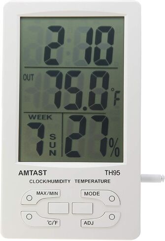 AMTAST Digital Indoor Outdoor Thermometer, Room Hygrometer Gauge, Indoor Humidity Test Meter, Temperature Monitor with External Sensor in Kuwait