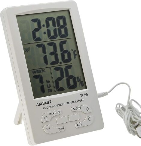 AMTAST Digital Indoor Outdoor Thermometer, Room Hygrometer Gauge, Indoor Humidity Test Meter, Temperature Monitor with External Sensor in Kuwait