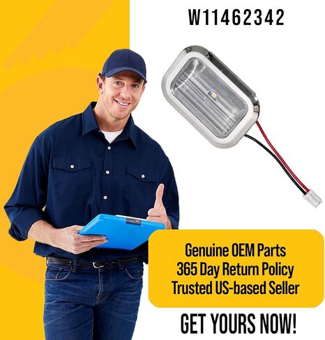 Upgraded W11462342 LED Light Module - Compatible Whirlpool KitchenAid Refrigerator - Replaces AP6989197 W10908166 - Features a Chrome Bezel and White Terminal Block - Easy Home Improvement in Saudi Arabia