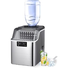 COOLHOME Ice Maker with Self Cleaning, 45Lbs/24H Ice Cube Makers,Stainless Steel Ice Makers Countertop,Tabletop Ice Maker Machine with a Scoop,Perfect for Home Kitchen Office Bar in Kuwait