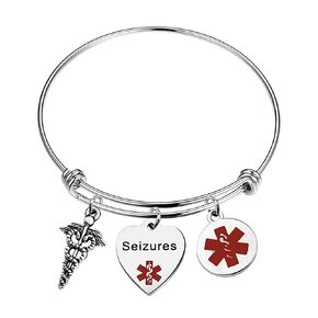 KEYCHIN Surgical Grade Steel Medical Alert ID Bracelet for Men Women Epilepsy/Blood Thinner SOS Emergency Medical Bracelets