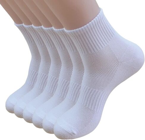 6 Pairs Ankle Quarter Walking Running Athletic Solid Color Cotton Socks Simple Fashion Student Short Sock for Men Women Youth in Kuwait