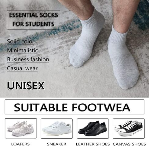 6 Pairs Ankle Quarter Walking Running Athletic Solid Color Cotton Socks Simple Fashion Student Short Sock for Men Women Youth in Kuwait