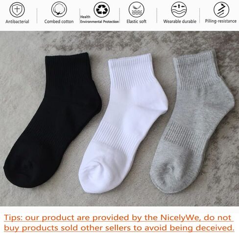 6 Pairs Ankle Quarter Walking Running Athletic Solid Color Cotton Socks Simple Fashion Student Short Sock for Men Women Youth in Kuwait