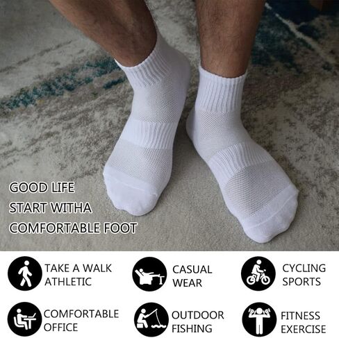 6 Pairs Ankle Quarter Walking Running Athletic Solid Color Cotton Socks Simple Fashion Student Short Sock for Men Women Youth in Kuwait