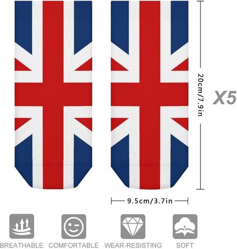 British Flag 5 Pairs Ankle Socks Low-Cut Athletic Running Socks for Men and Women in Saudi Arabia