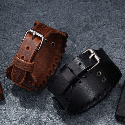 2 PCS Viking Vegvisir Leather Bracelet - Norse Viking Runes Amulet in Saudi Arabia