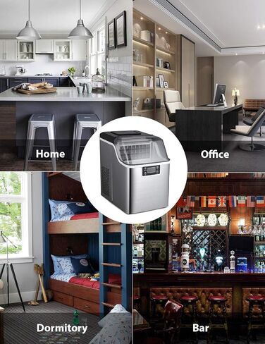 COOLHOME Ice Maker with Self Cleaning, 45Lbs/24H Ice Cube Makers,Stainless Steel Ice Makers Countertop,Tabletop Ice Maker Machine with a Scoop,Perfect for Home Kitchen Office Bar in Saudi Arabia