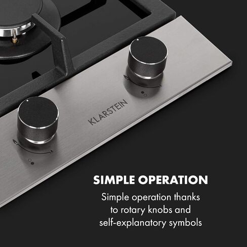 KLARSTEIN Goldflame - Tempered Glass, Gas Cooktop, 2 Burners, 12 Inches Elegant Gas Stove, Glass Ceramic, Natural/Propane Gas, Automatic Switch-Off, Built in & Self-Sufficient, Black in Saudi Arabia