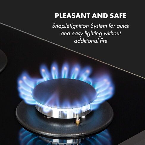 KLARSTEIN Goldflame - Tempered Glass, Gas Cooktop, 2 Burners, 12 Inches Elegant Gas Stove, Glass Ceramic, Natural/Propane Gas, Automatic Switch-Off, Built in & Self-Sufficient, Black in Saudi Arabia