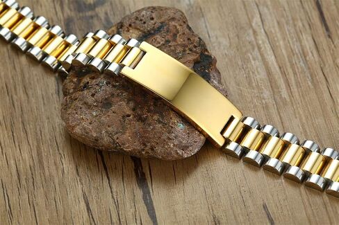 VNOX Customize Couple Jewelry Metal Stainless Steel ID Tag Watch Band Bracelet,Gift for Anniversary,8.3" in Saudi Arabia