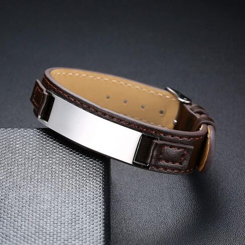 QINGDUO Bible Verses Bracelets Religious Stainless Steel ID+Leather Inspirational Quote Cross Bracelets Faith Christian Bible Verse Wristband Religious Gifts for Men Women Inspirational Bracelets in Kuwait