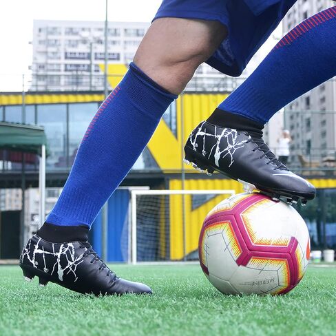 Tyfobos Soccer Cleats for Mens Womens FG Soccer Boots Outdoor Football Shoes Youth Athletic Training Sneaker (Black, Numeric_45) in Saudi Arabia