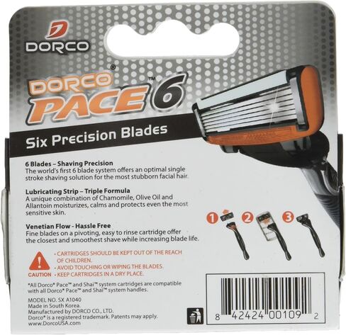 6 Blade Razor Cartridges for Men (Dorco Pace)(SXA1040) 1 Pack of 4 in Saudi Arabia