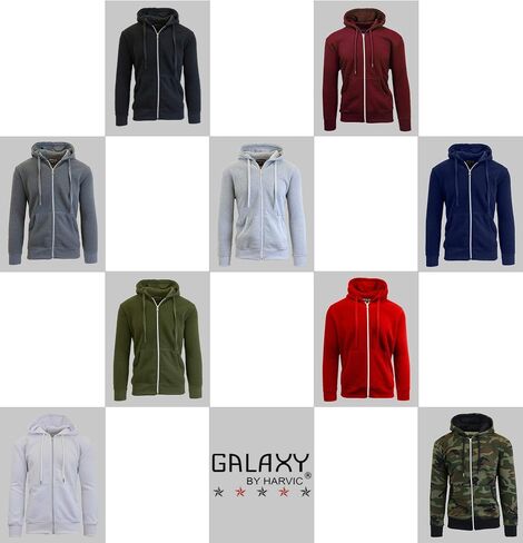Galaxy By Harvic Mens Full Zip Fleece Hooded Sweatshirt in Kuwait