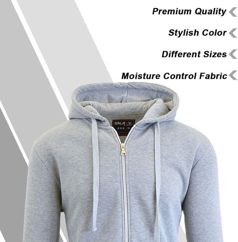 Galaxy By Harvic Mens Full Zip Fleece Hooded Sweatshirt in Kuwait