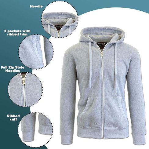 Galaxy By Harvic Mens Full Zip Fleece Hooded Sweatshirt in Kuwait