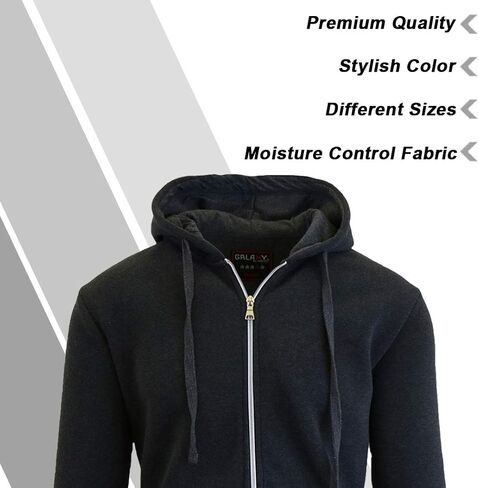 Galaxy By Harvic Mens Full Zip Fleece Hooded Sweatshirt in Kuwait