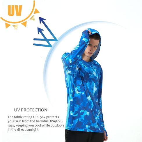 HERCULES Men's Fishing Hoodie Sun Protection Long Sleeve Fishing Shirt UPF 50+ for Fishing, Running, Hiking, Outdoor in Saudi Arabia