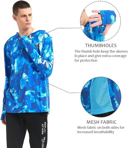 HERCULES Men's Fishing Hoodie Sun Protection Long Sleeve Fishing Shirt UPF 50+ for Fishing, Running, Hiking, Outdoor in Saudi Arabia