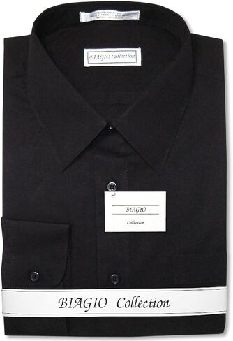 Biagio Men's 100% Cotton Solid Black Color Dress Shirt w/Convertible Cuffs in Saudi Arabia