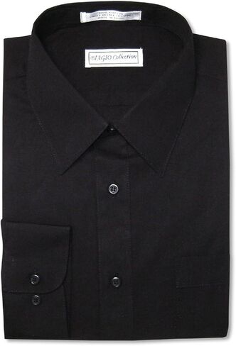 Biagio Men's 100% Cotton Solid Black Color Dress Shirt w/Convertible Cuffs in Saudi Arabia