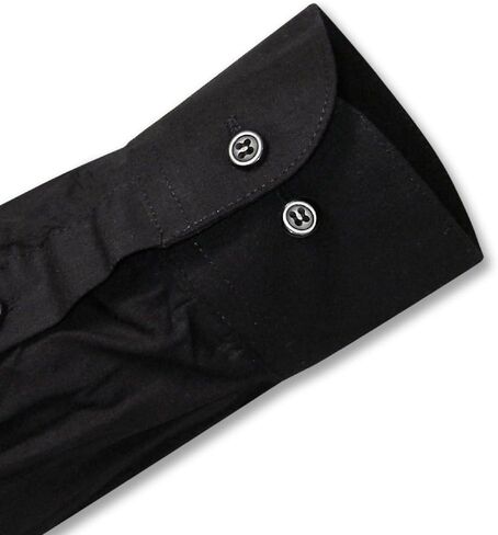 Biagio Men's 100% Cotton Solid Black Color Dress Shirt w/Convertible Cuffs in Saudi Arabia