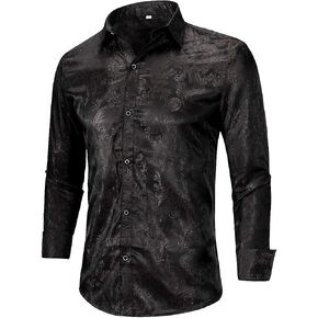 Cloudstyle Mens Paisley Shirt Long Sleeve Dress Shirt Button Down Casual Regular Fit in Kuwait