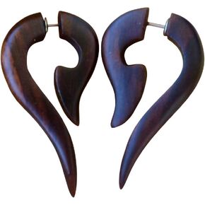 UMBRELLALABORATORY Tribal Flower Organic Wooden Earrings Fake Gauges Emo Goth Bohemian Jewelry Hippie Gypsy Earring in Saudi Arabia