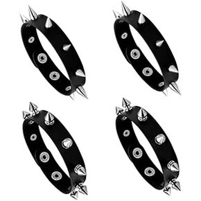 Manfnee 4Pack Punk Goth Bracelet for Man Women Leather Spike Rivet Metal Studded Wristbang Black in Kuwait
