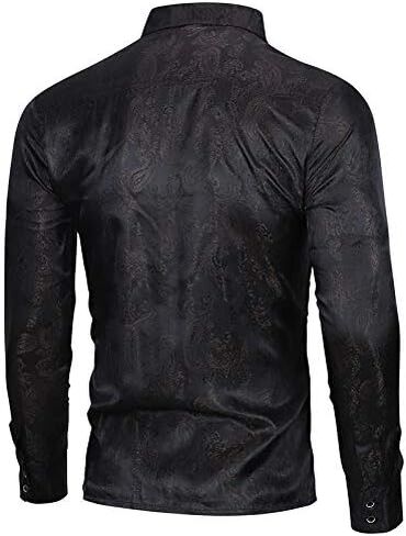 Cloudstyle Mens Paisley Shirt Long Sleeve Dress Shirt Button Down Casual Regular Fit in Kuwait
